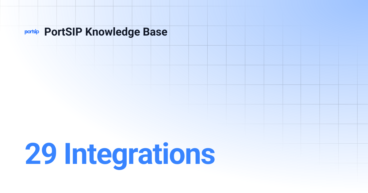 29 Integrations | PortSIP Knowledge Base