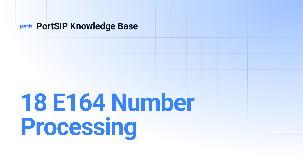 18 E164 Number Processing | PortSIP Knowledge Base